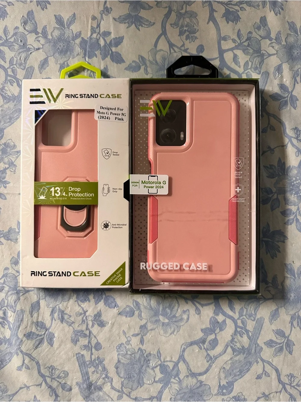 Bundle Pink Rugged Ring Stand Cases for Motorola G Power 2024 by